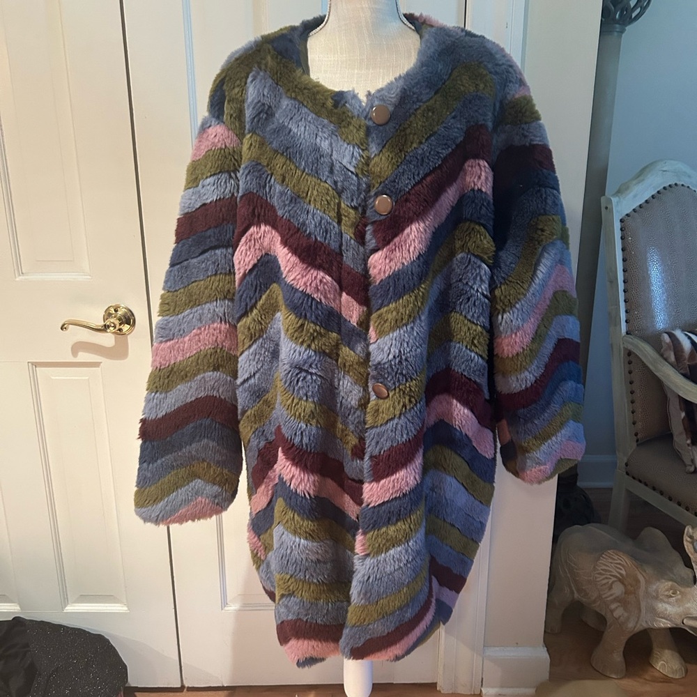 HUTCH / Anthropologie Multicolor Striped Women's Coat